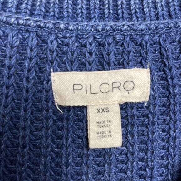 Pilcro Asymmetrical Twofer Sweater Womens XXS Blue White Oversized Slouchy - Picture 4 of 6